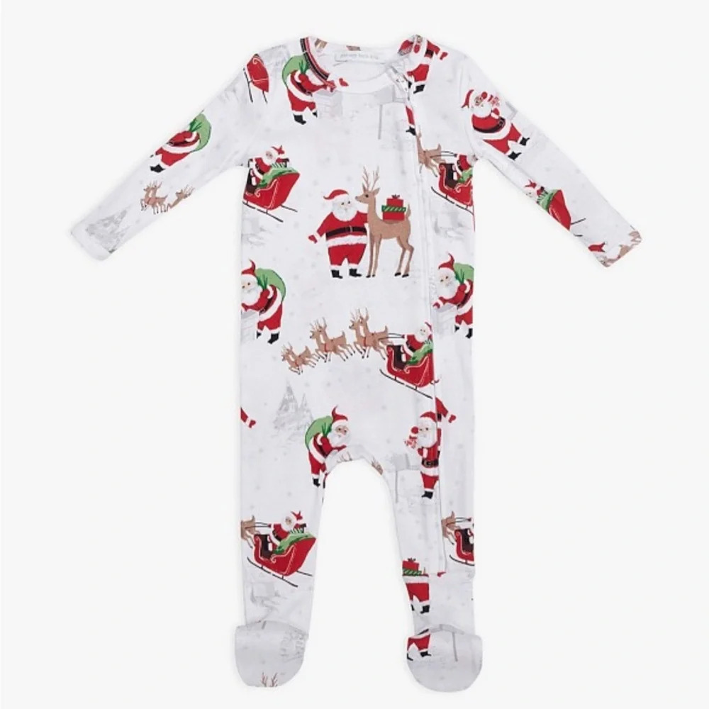 Baby Pajama Organic Santa Christmas - 6-9 Months- NW-Pottery Barn Kids Unisex